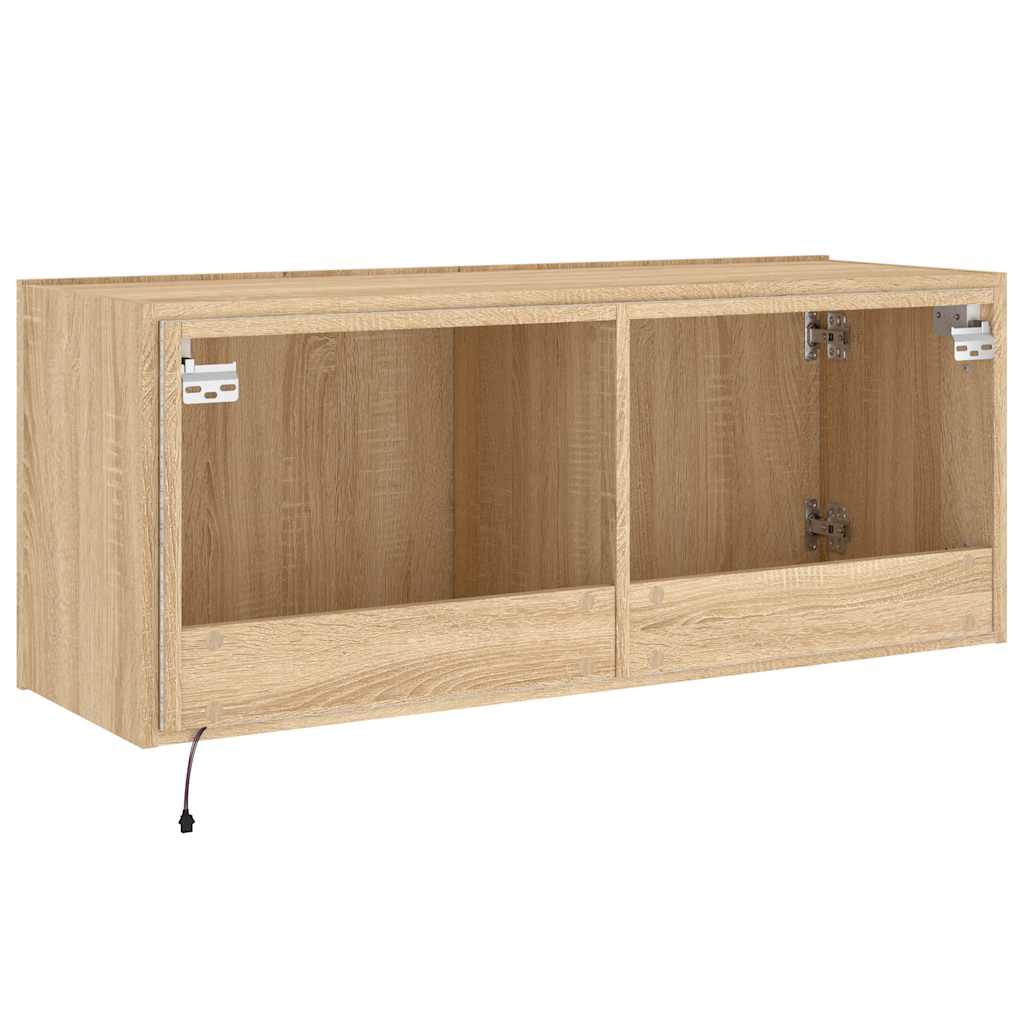 Zidni TV ormarić s LED svjetlima boja hrasta 100 x 35 x 41 cm