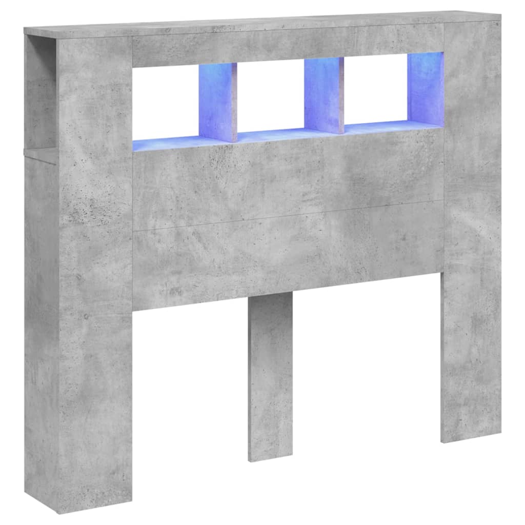 LED uzglavlje siva boja betona 120x18,5x103,5 cm