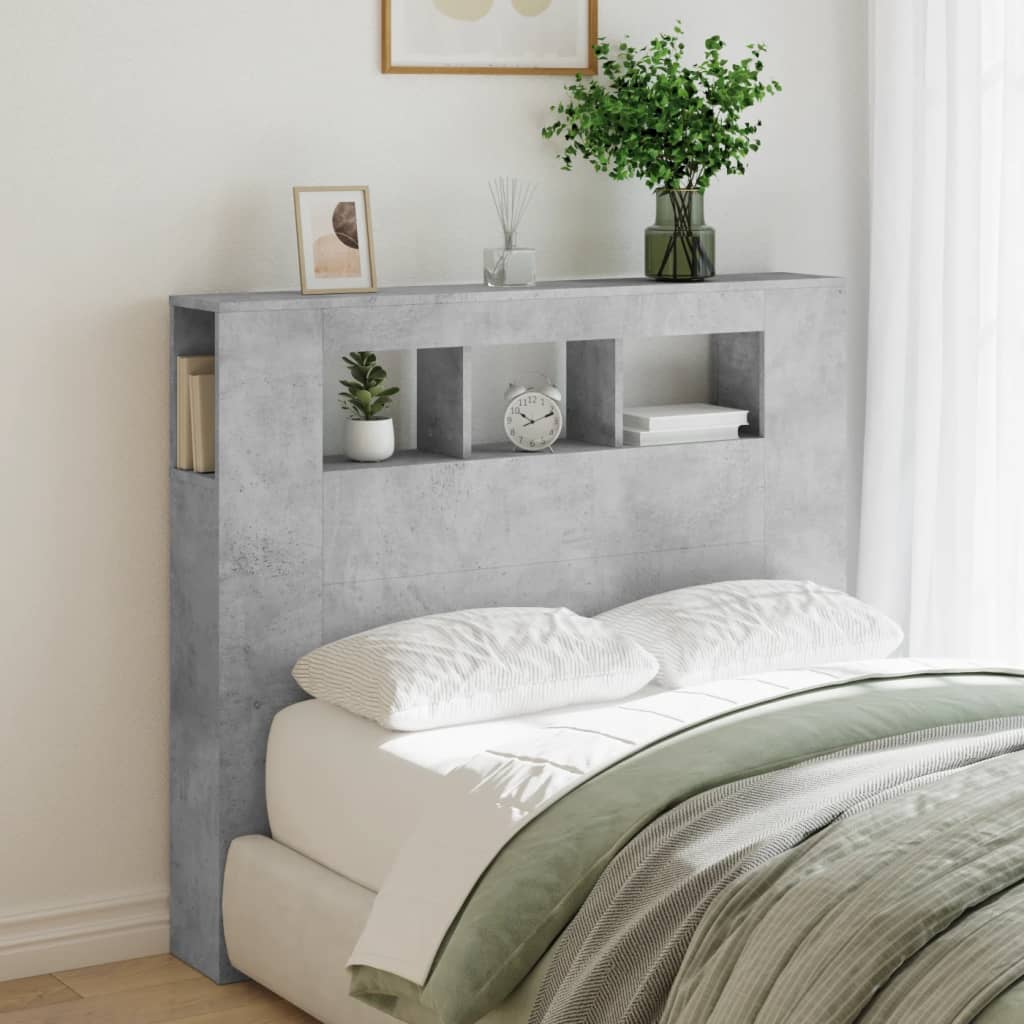 LED uzglavlje siva boja betona 120x18,5x103,5 cm