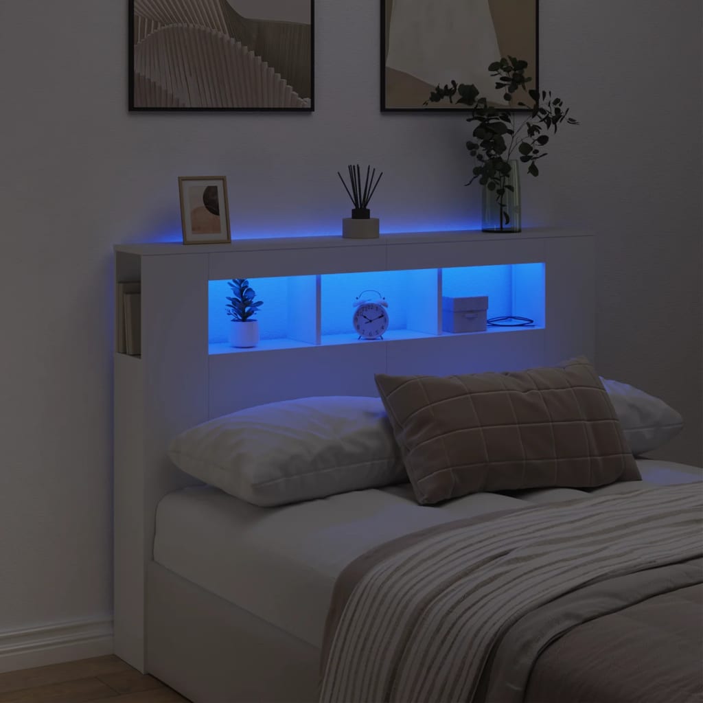 LED uzglavlje bijelo 140 x 18,5 x 103,5 cm konstruirano drvo