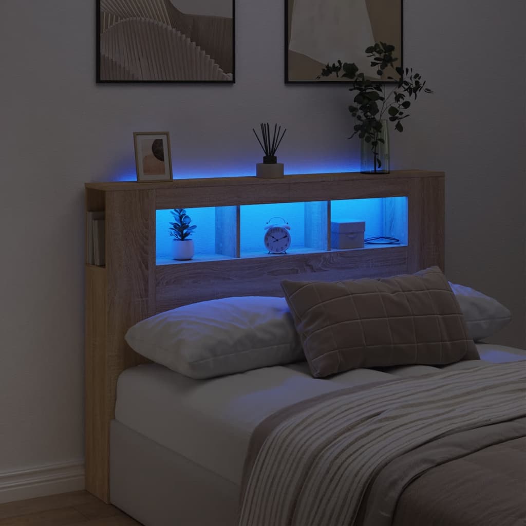 LED uzglavlje boja hrasta sonome 140x18,5x103,5 cm