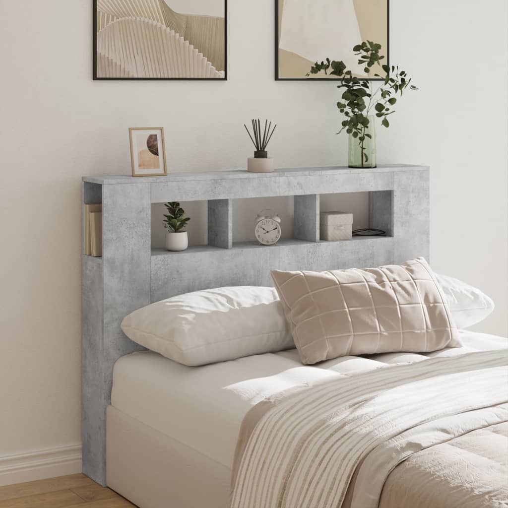 LED uzglavlje siva boja betona 140x18,5x103,5 cm