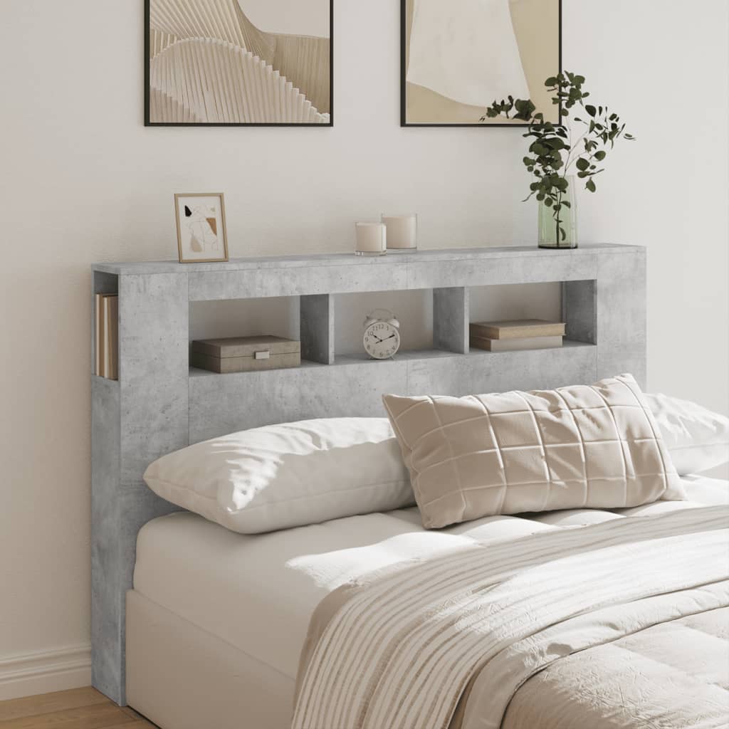 LED uzglavlje siva boja betona 160 x 18,5 x 103,5 cm