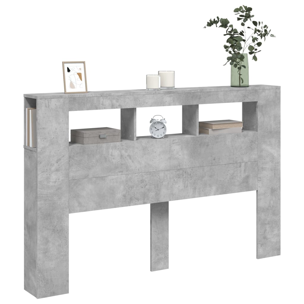 LED uzglavlje siva boja betona 160 x 18,5 x 103,5 cm