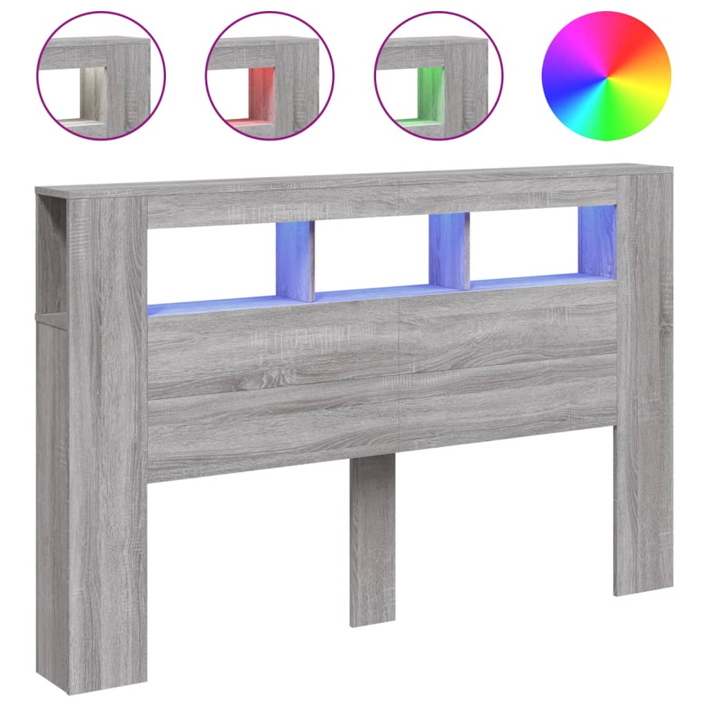 LED uzglavlje boja hrasta 160x18,5x103,5 cm konstruirano drvo