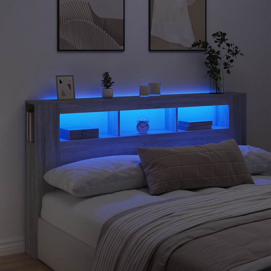 LED uzglavlje boja hrasta 180x18,5x103,5 cm konstruirano drvo