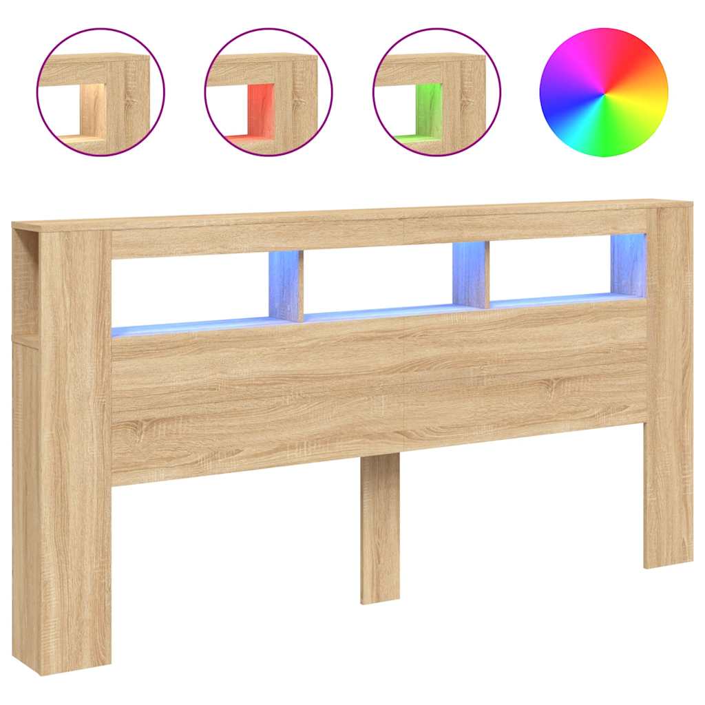 LED uzglavlje boja hrasta sonome 200x18,5x103,5 cm