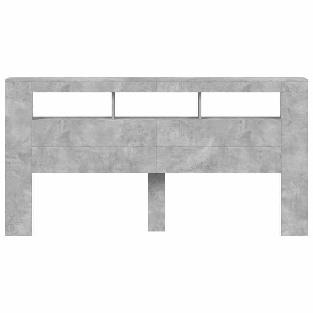 LED uzglavlje siva boja betona 200x18,5x103,5 cm
