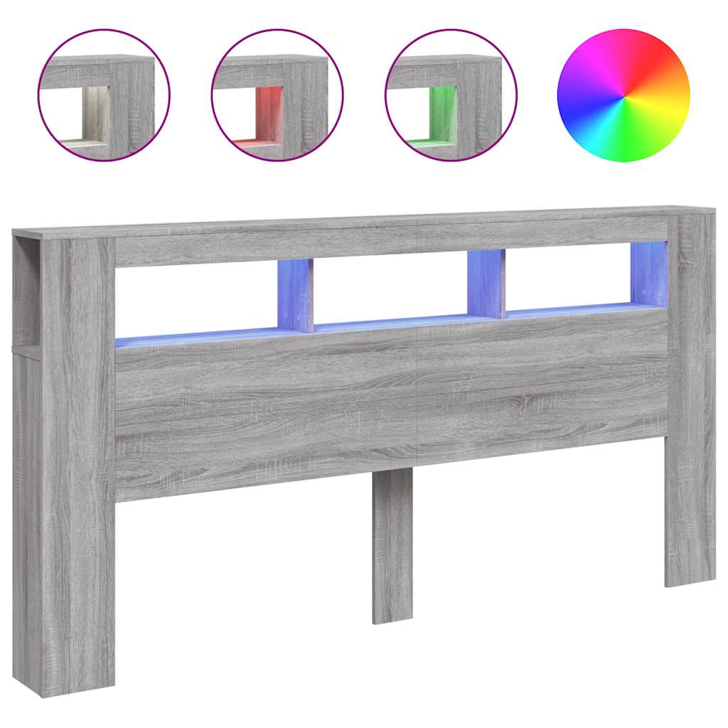 LED uzglavlje boja hrasta 200x18,5x103,5 cm konstruirano drvo