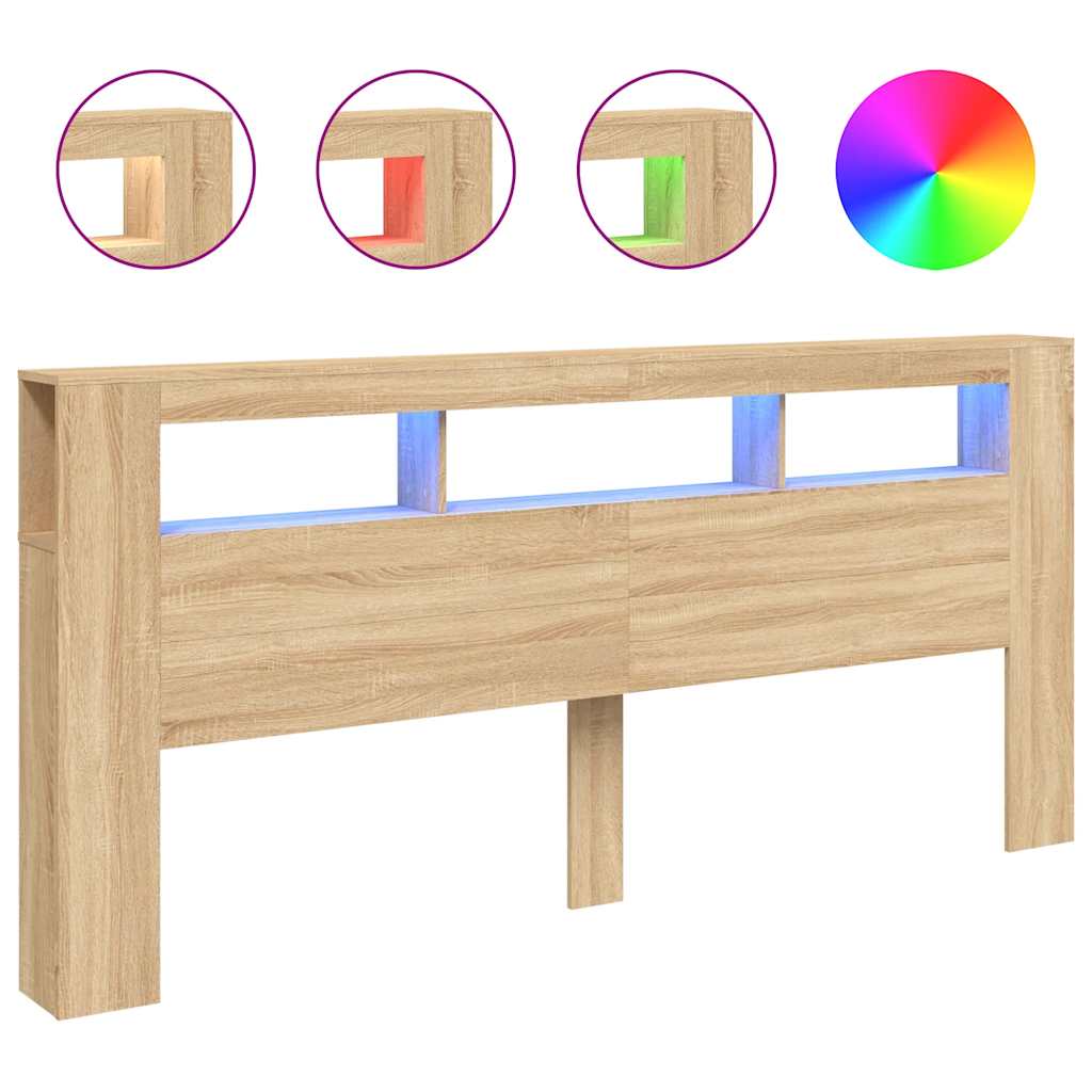 LED uzglavlje boja hrasta sonome 220x18,5x103,5 cm