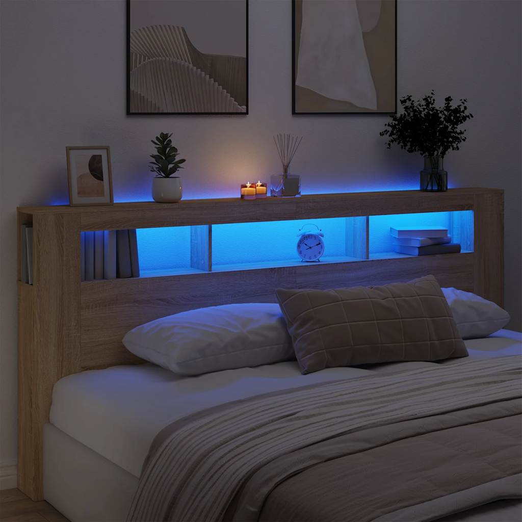 LED uzglavlje boja hrasta sonome 220x18,5x103,5 cm