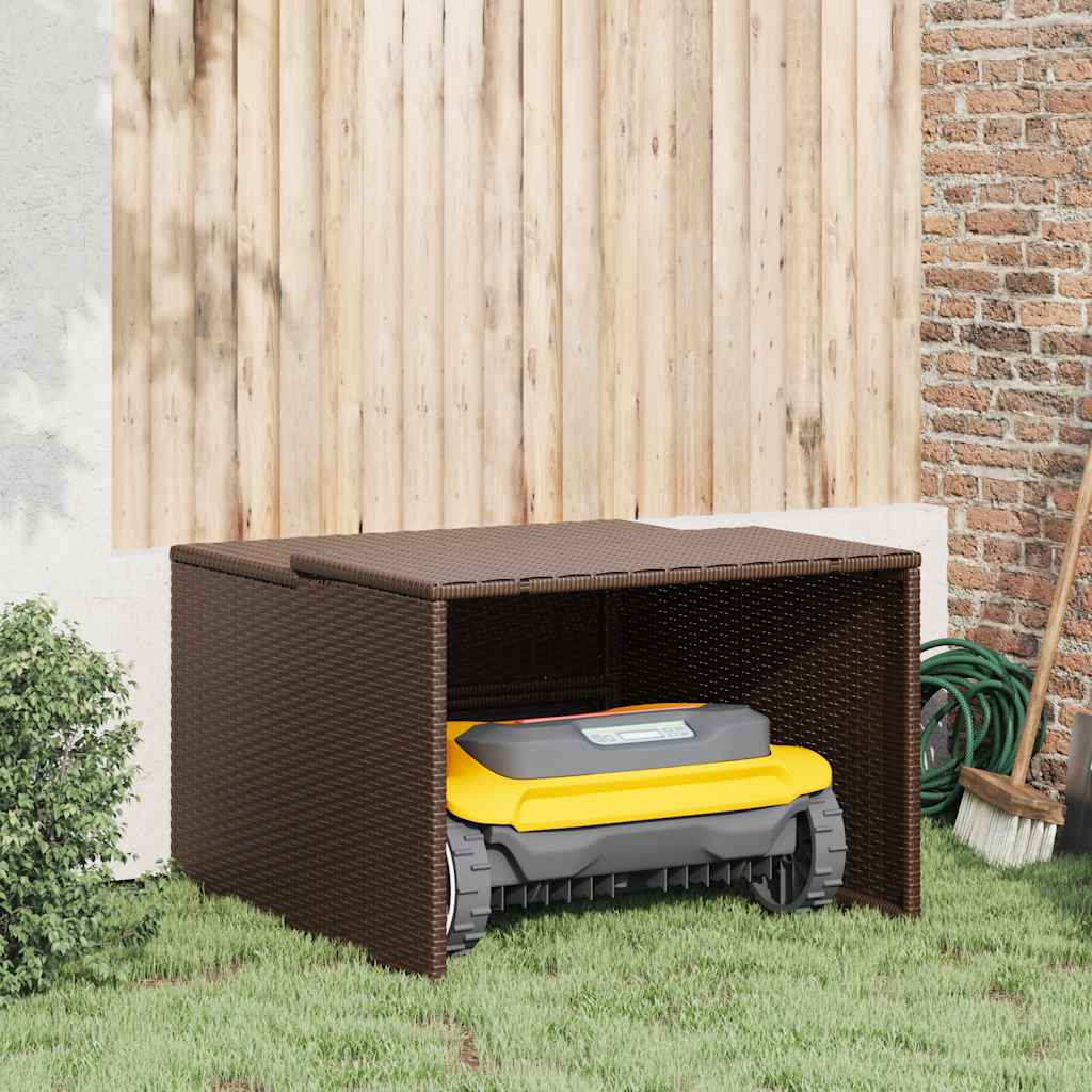 Garaža za robotsku kosilicu smeđa 86x90x52/57 cm od poliratana
