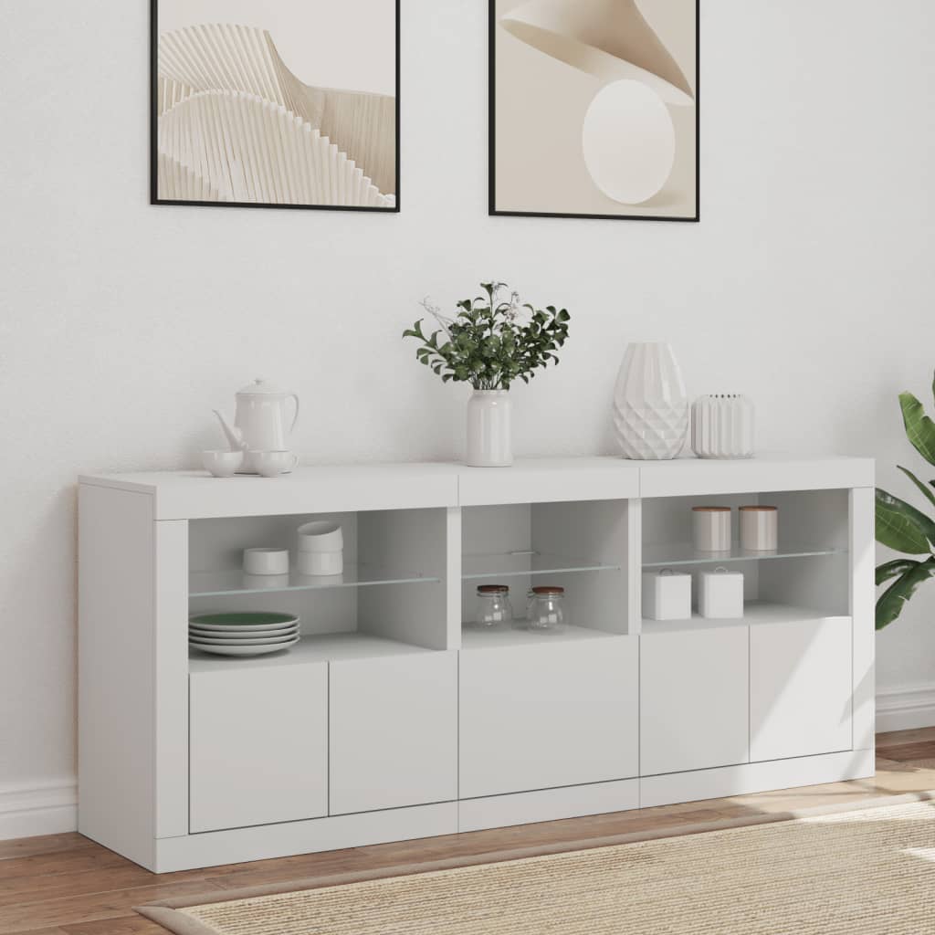 Komoda s LED svjetlima bijela 162 x 37 x 67 cm