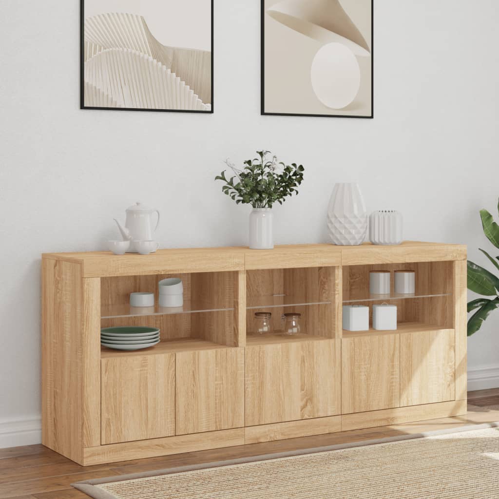 Komoda s LED svjetlima boja hrasta sonome 162 x 37 x 67 cm