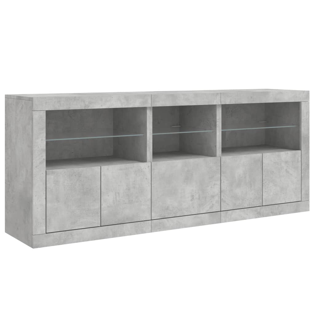 Komoda s LED svjetlima siva boja betona 162 x 37 x 67 cm
