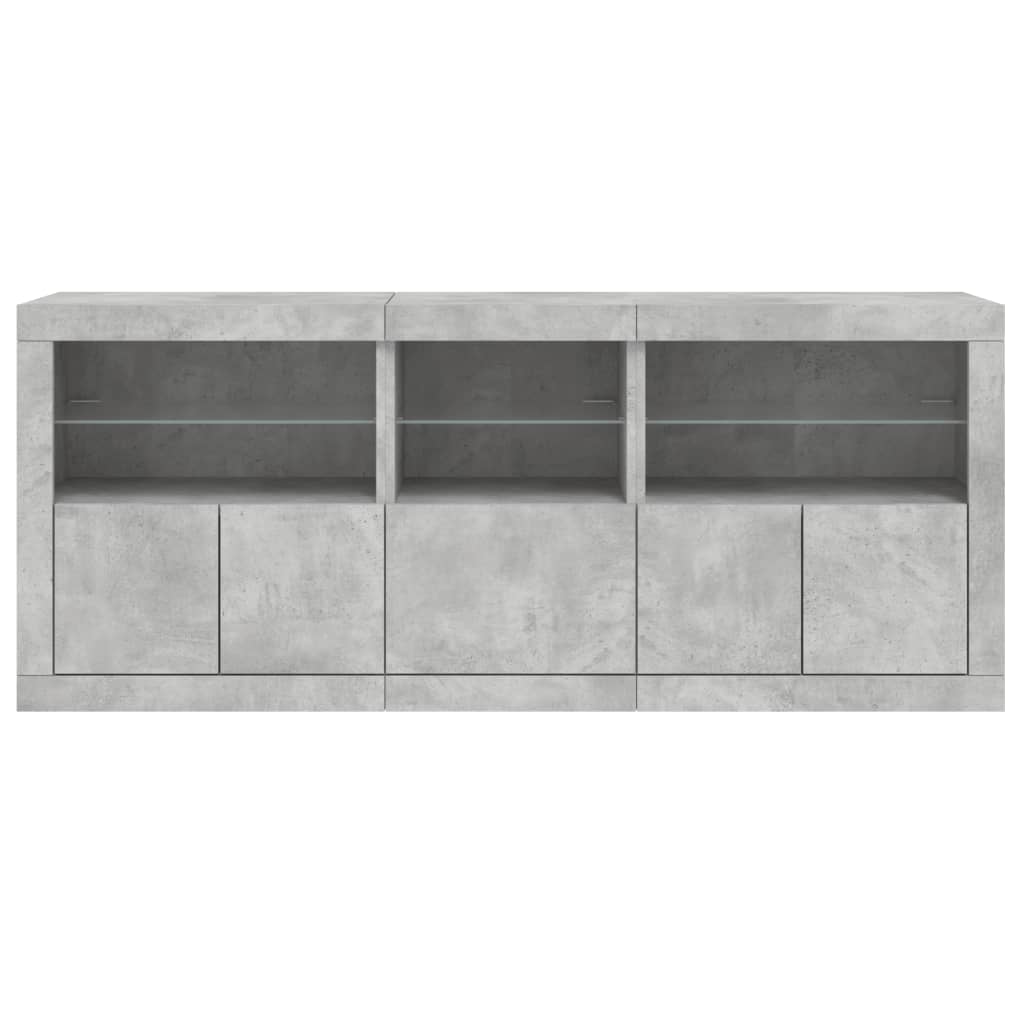 Komoda s LED svjetlima siva boja betona 162 x 37 x 67 cm