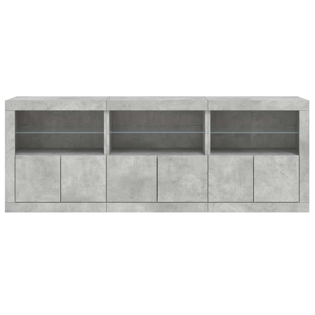 Komoda s LED svjetlima siva boja betona 181,5x37x67 cm