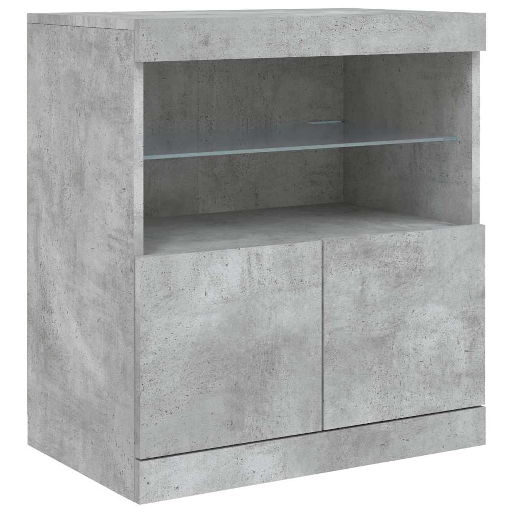 Komoda s LED svjetlima siva boja betona 181,5x37x67 cm