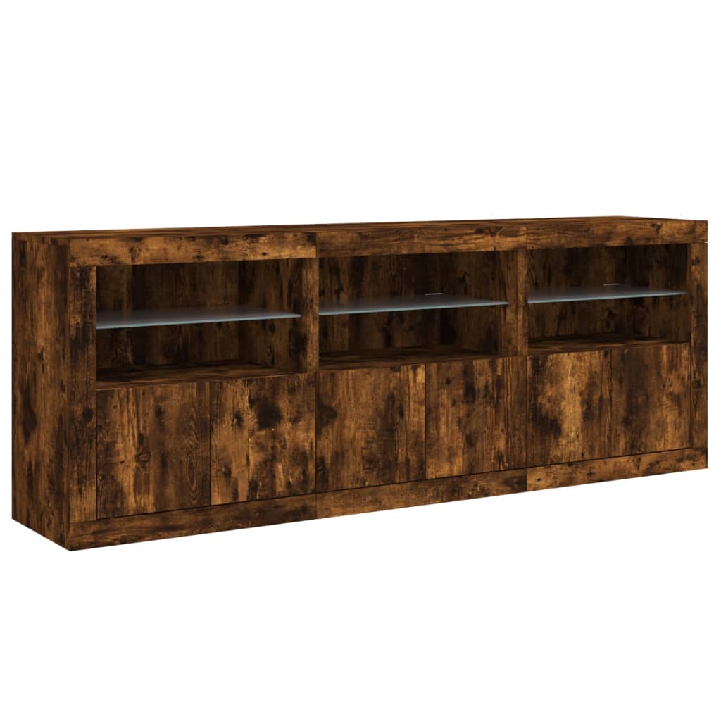 Komoda s LED svjetlima boja dimljenog hrasta 181,5x37x67 cm