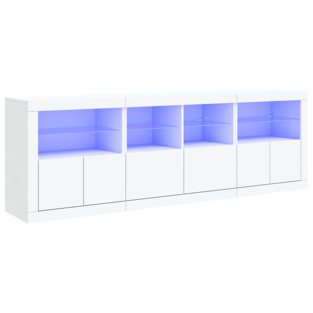 Komoda s LED svjetlima bijela 202x37x67 cm