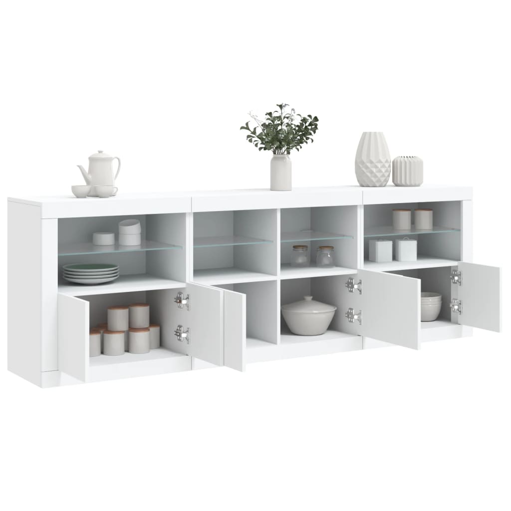 Komoda s LED svjetlima bijela 202x37x67 cm