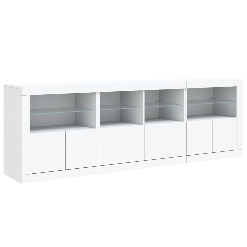 Komoda s LED svjetlima bijela 202x37x67 cm