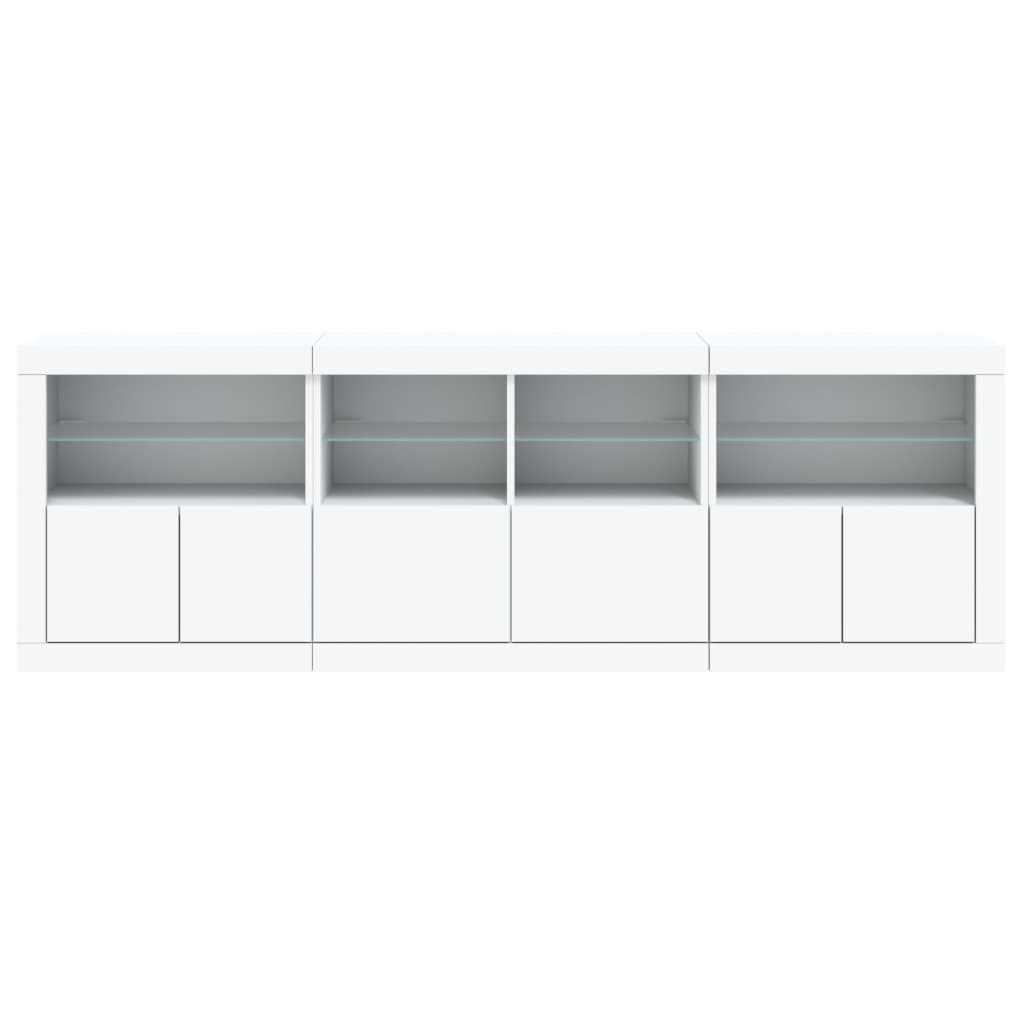 Komoda s LED svjetlima bijela 202x37x67 cm