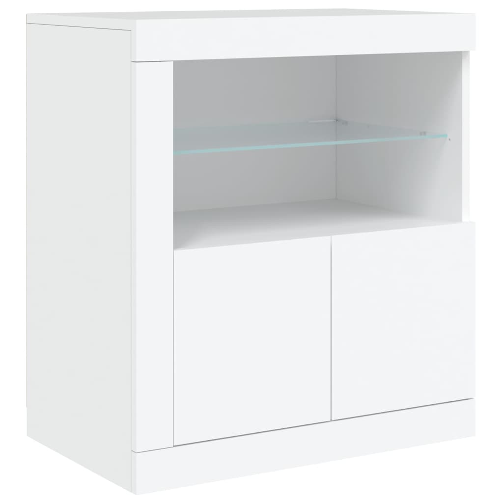 Komoda s LED svjetlima bijela 202x37x67 cm