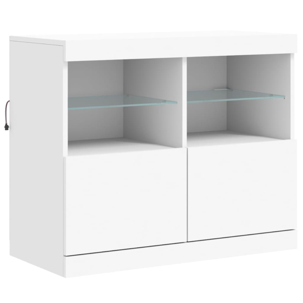 Komoda s LED svjetlima bijela 202x37x67 cm
