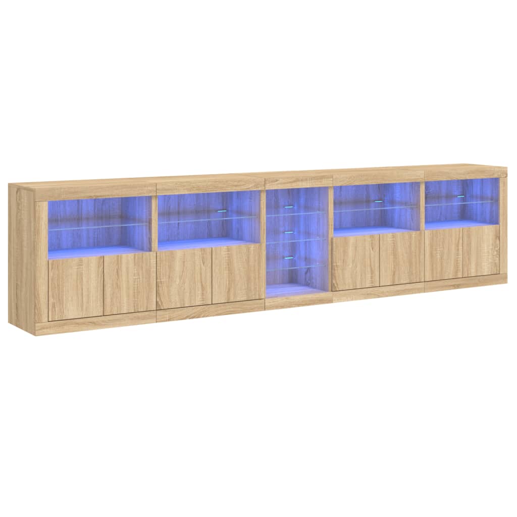 Komoda s LED svjetlima boja hrasta sonome 283x37x67 cm