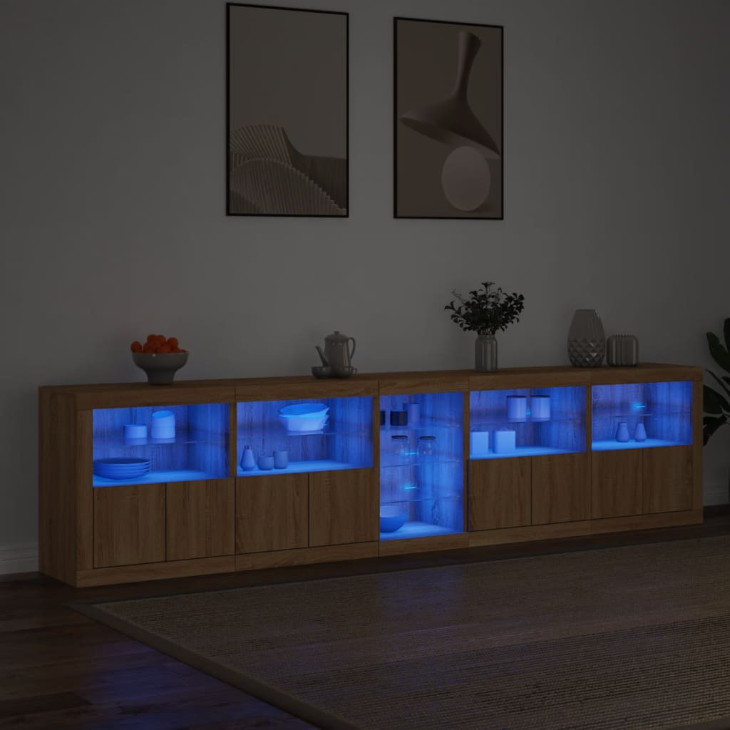 Komoda s LED svjetlima boja hrasta sonome 283x37x67 cm