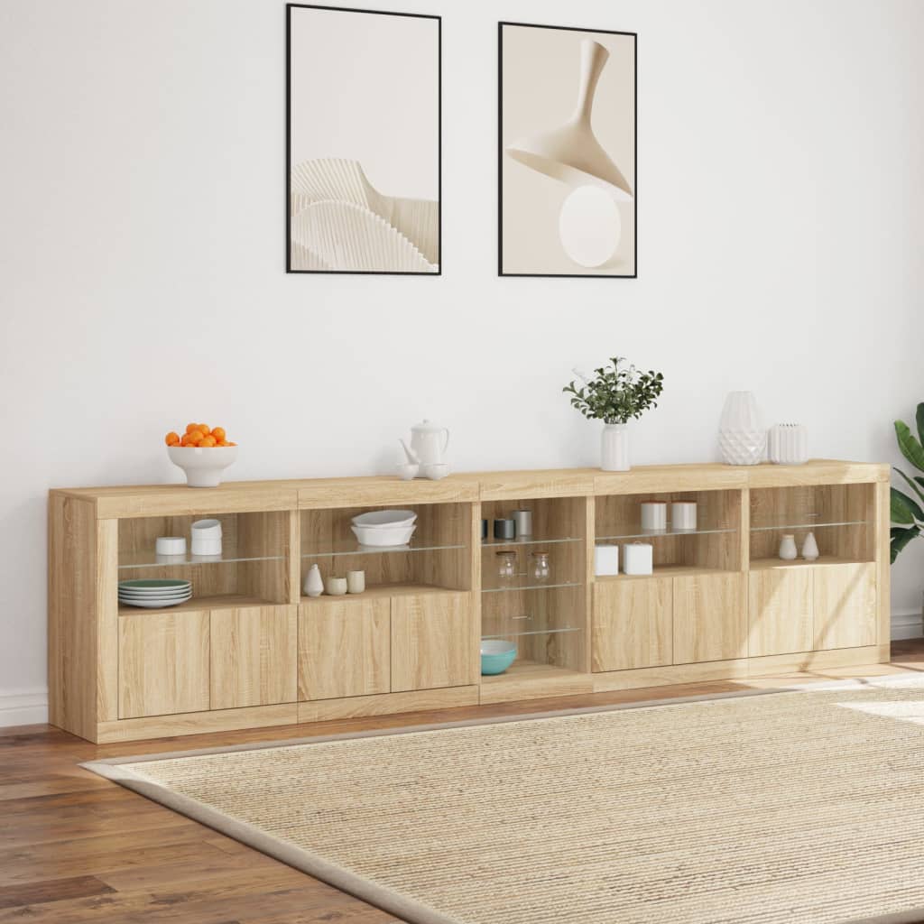 Komoda s LED svjetlima boja hrasta sonome 283x37x67 cm