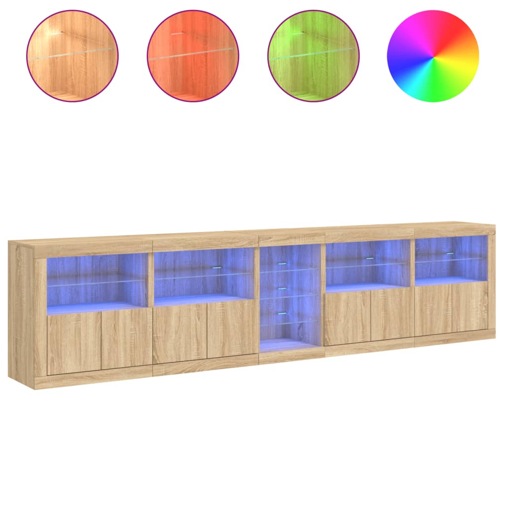 Komoda s LED svjetlima boja hrasta sonome 283x37x67 cm