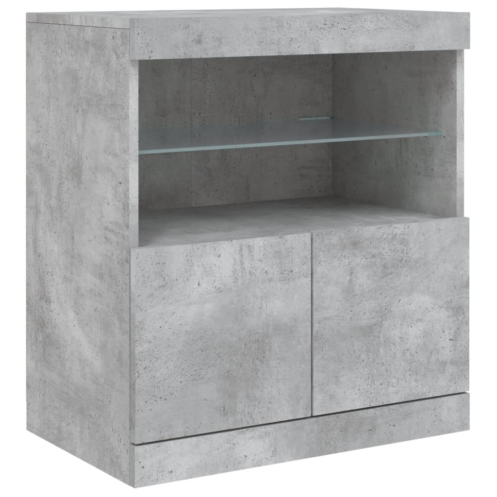 Komoda s LED svjetlima siva boja betona 283x37x67 cm