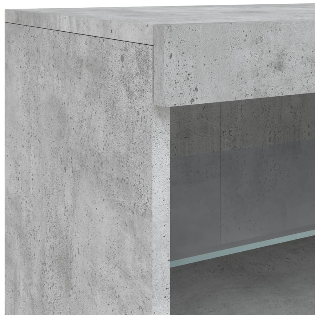 Komoda s LED svjetlima siva boja betona 283x37x67 cm