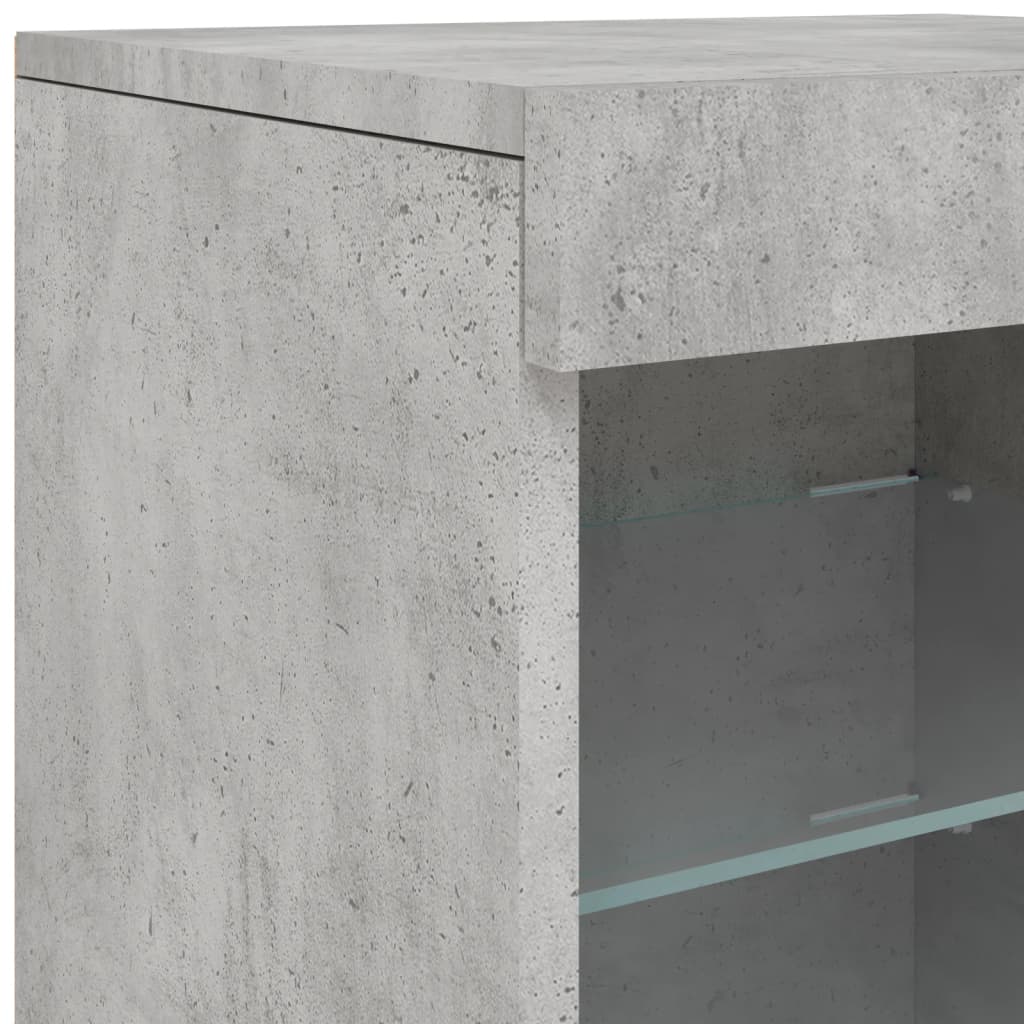 Komoda s LED svjetlima siva boja betona 283x37x67 cm