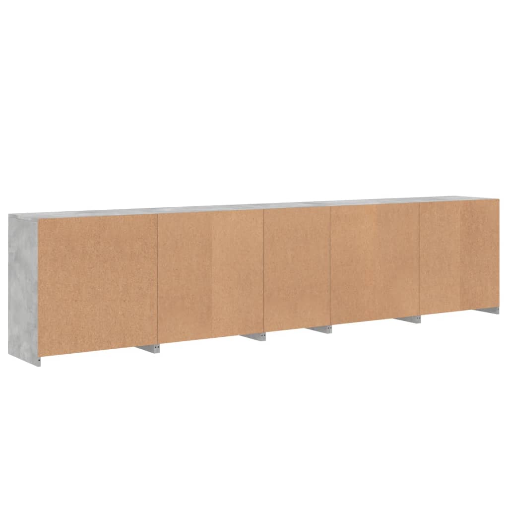 Komoda s LED svjetlima siva boja betona 283x37x67 cm