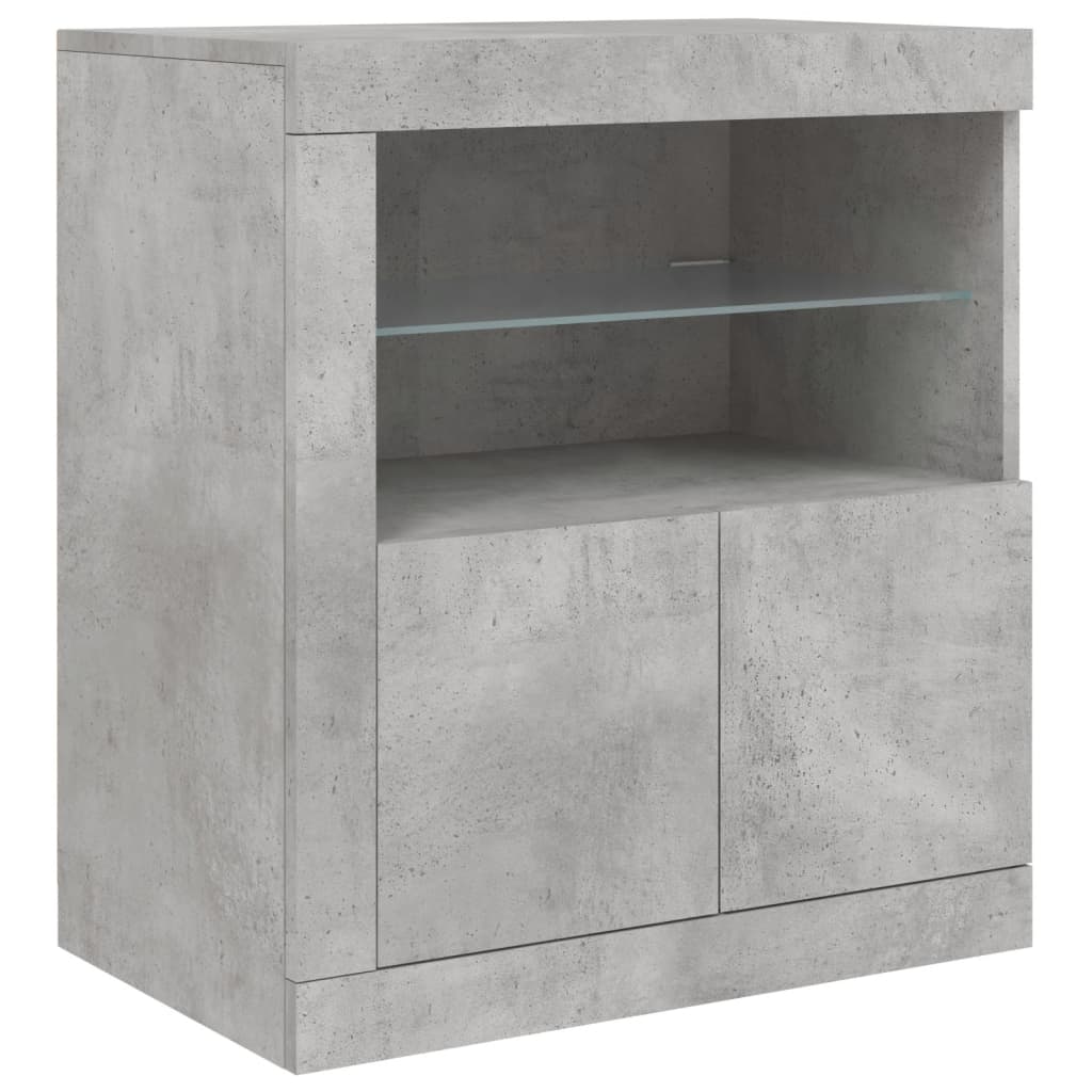Komoda s LED svjetlima siva boja betona 283x37x67 cm