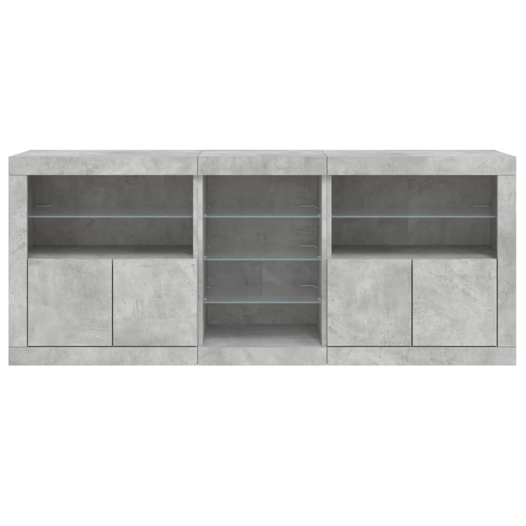 Komoda s LED svjetlima siva boja betona 181,5x37x67 cm