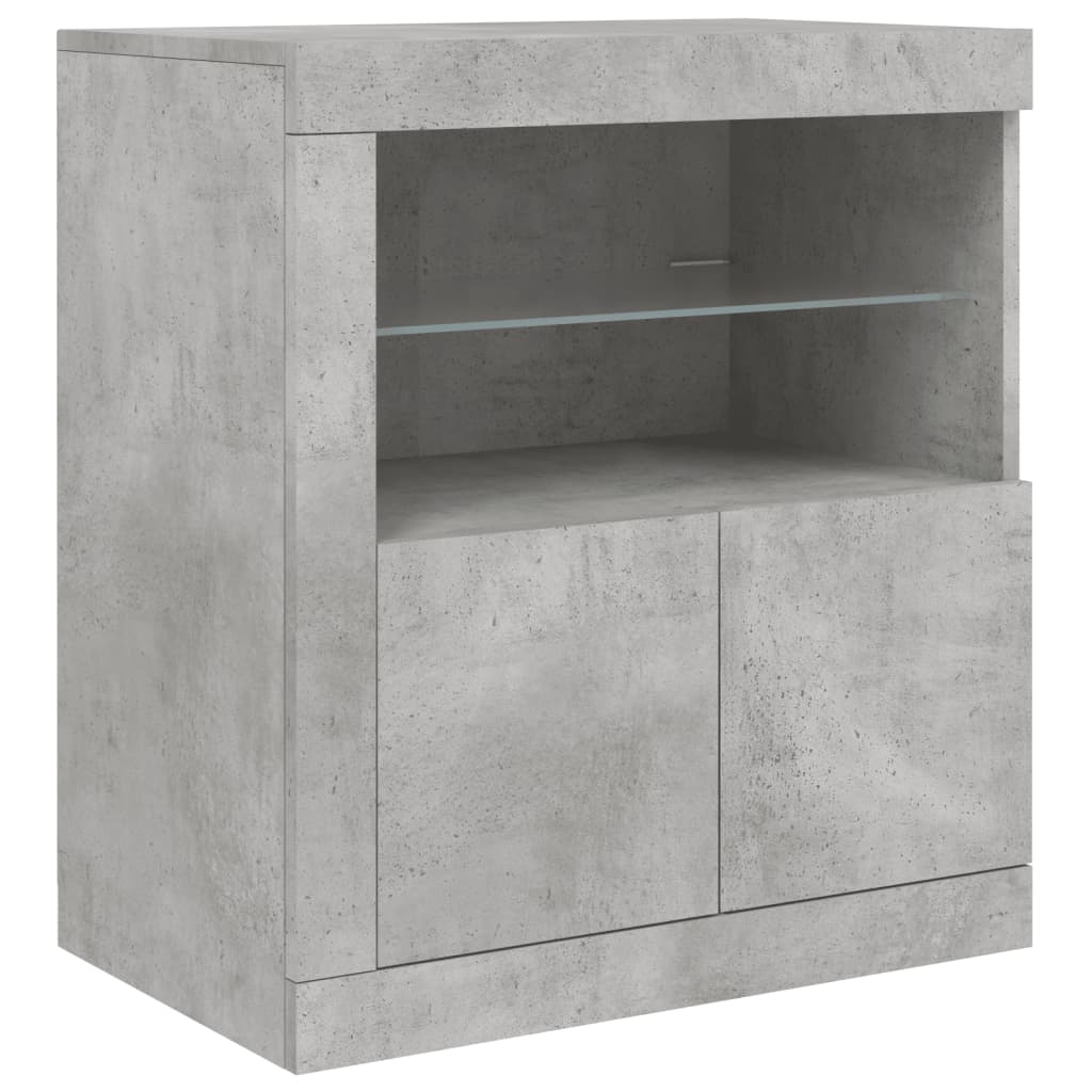 Komoda s LED svjetlima siva boja betona 181,5x37x67 cm