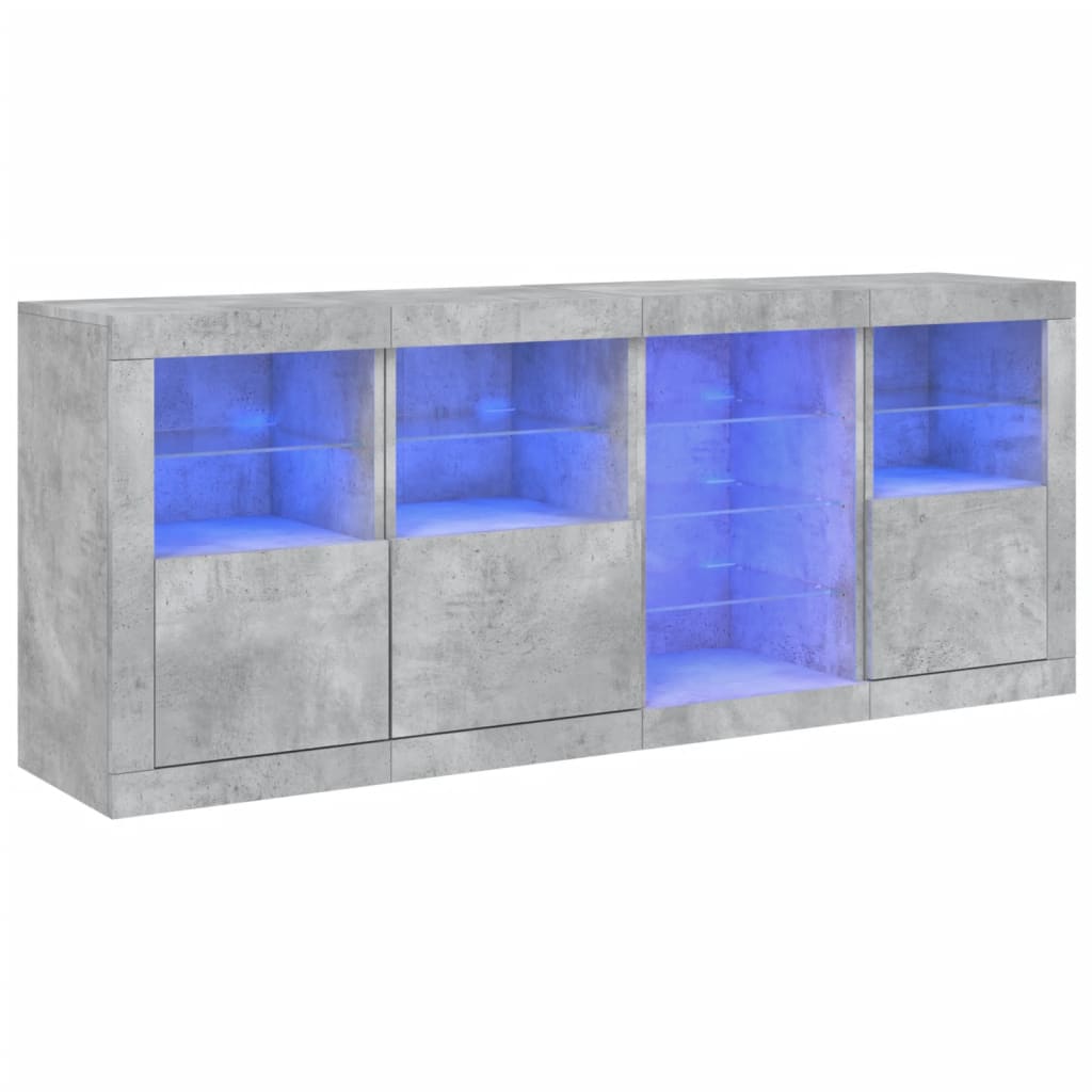 Komoda s LED svjetlima siva boja betona 164 x 37 x 67 cm