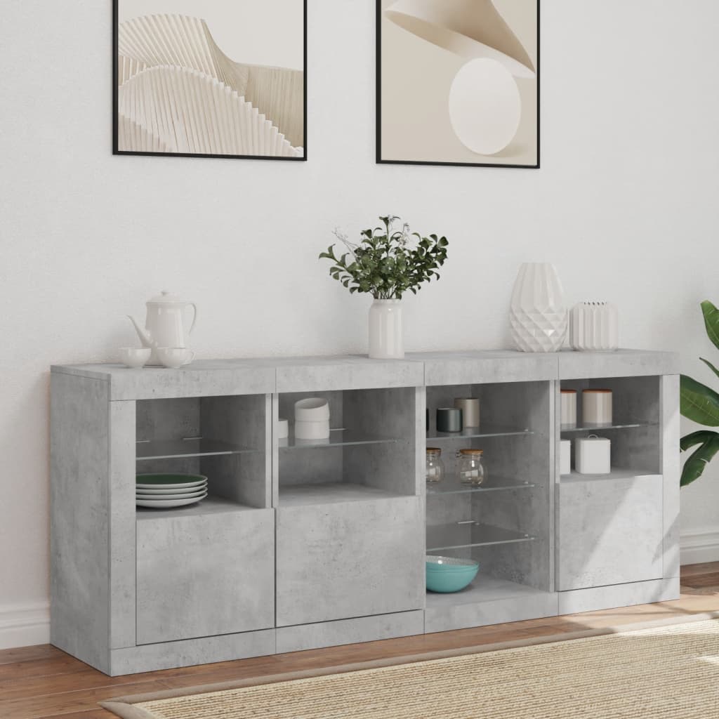 Komoda s LED svjetlima siva boja betona 164 x 37 x 67 cm