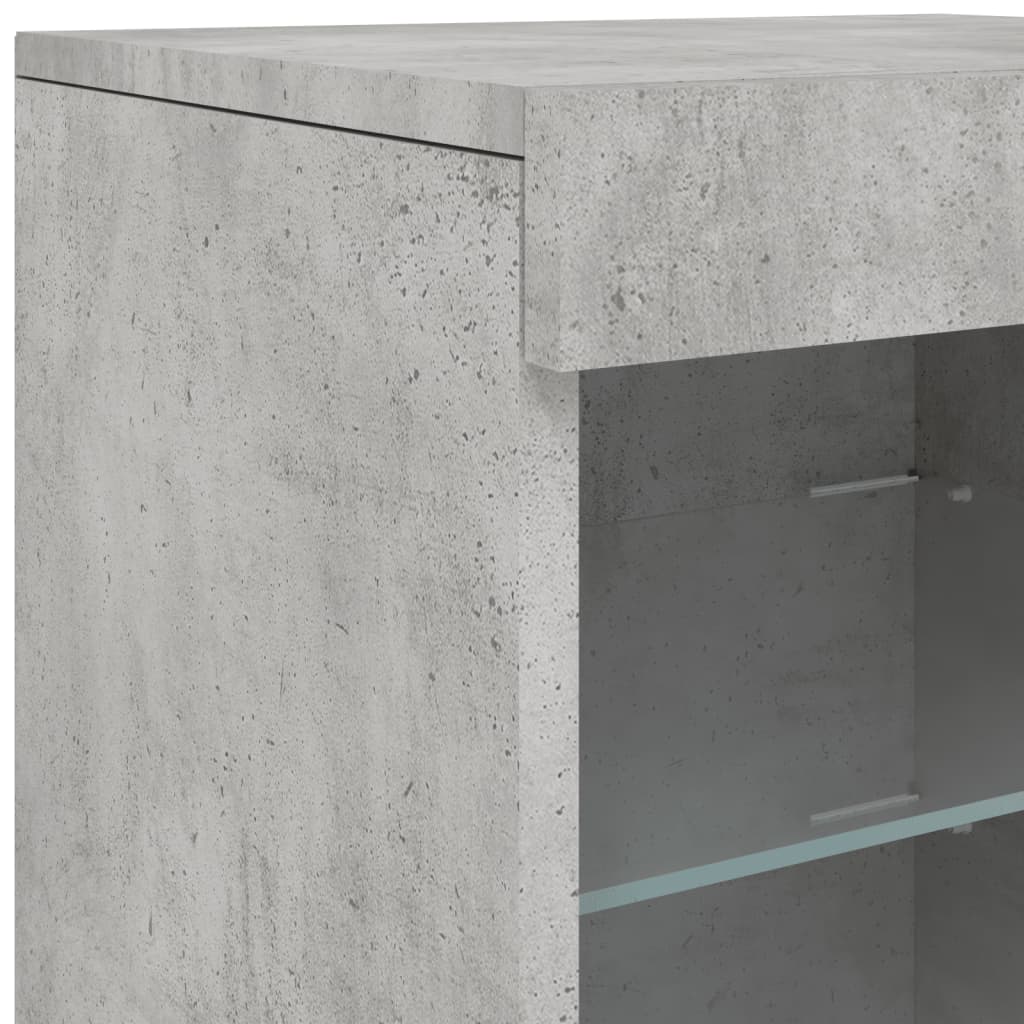 Komoda s LED svjetlima siva boja betona 164 x 37 x 67 cm