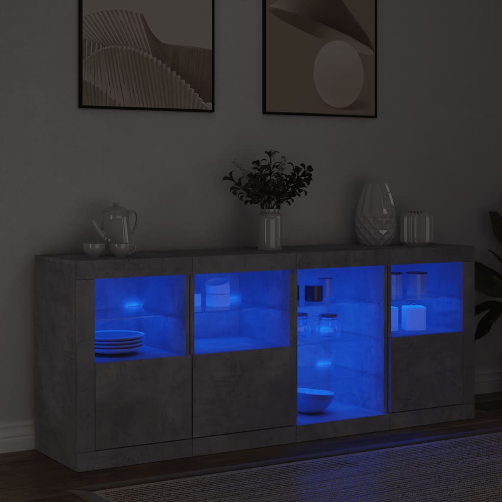 Komoda s LED svjetlima siva boja betona 164 x 37 x 67 cm