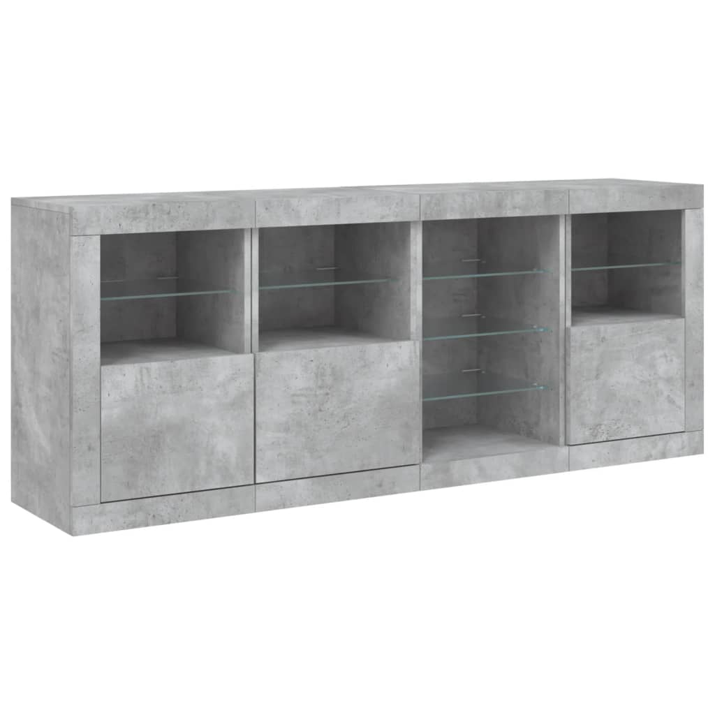 Komoda s LED svjetlima siva boja betona 164 x 37 x 67 cm