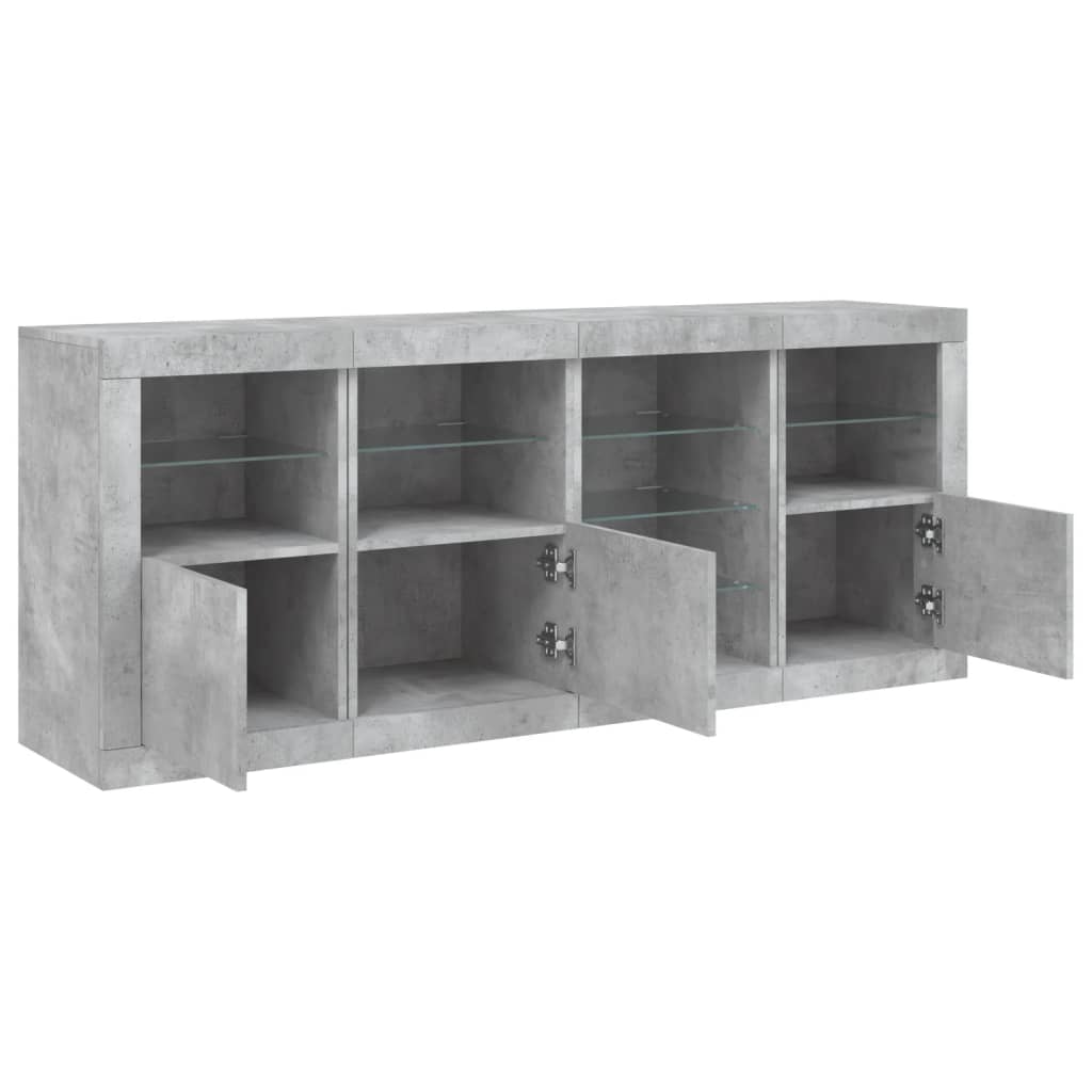 Komoda s LED svjetlima siva boja betona 164 x 37 x 67 cm