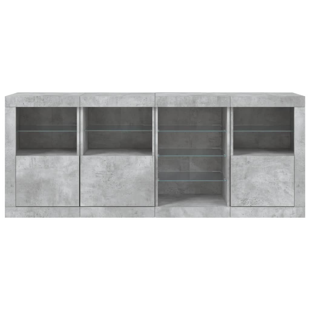 Komoda s LED svjetlima siva boja betona 164 x 37 x 67 cm