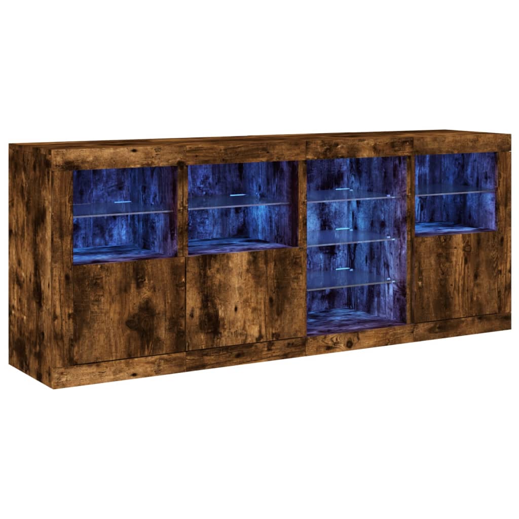 Komoda s LED svjetlima boja dimljenog hrasta 164 x 37x 67 cm