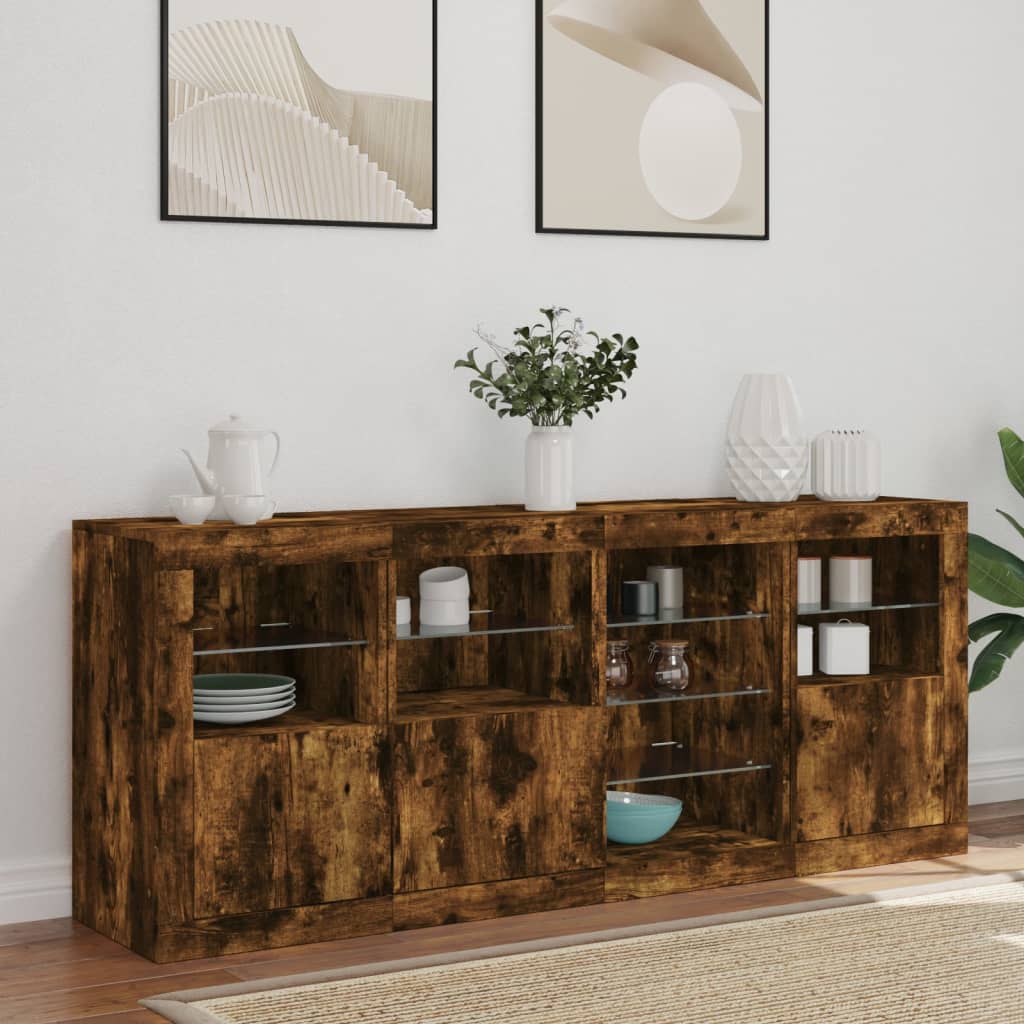Komoda s LED svjetlima boja dimljenog hrasta 164 x 37x 67 cm