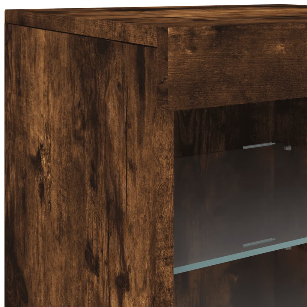 Komoda s LED svjetlima boja dimljenog hrasta 164 x 37x 67 cm